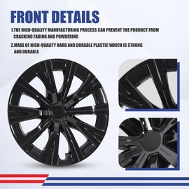 Winjet 16'' Wheel Covers for 2018-2024 Toyota Camry & Hybrid Hubcaps for Toyota Camry/Hybrid 2018 2019 2020 2021 2022 2023 2024 [Only Fit Iron Hub - Steel Wheel] (4 Packs, Black Lacquer)