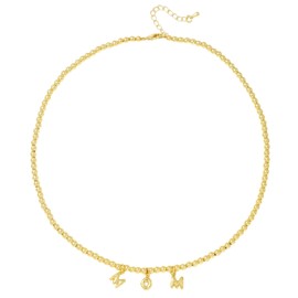 GOOTII Dainty MAMA Necklace for Women 18K Gold Plated Necklace Gold Silver Letter Pendent Gifts for New Mom Mother's day Gifts Jewelry (A-Beads MOM Necklace)