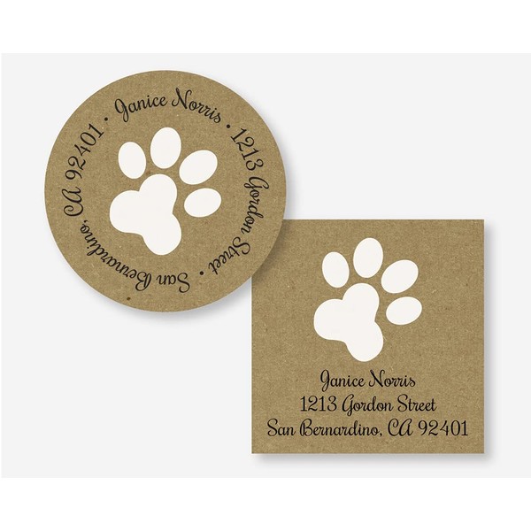 Paw Print Kraft Wedding Return Address Labels, Address Stickers (#086-KR)