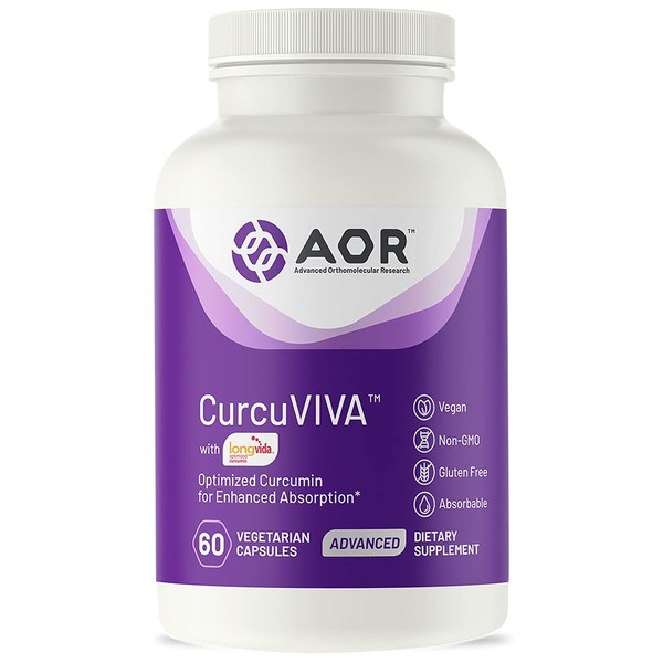 AOR, CurcuVIVA, Natural Supplement to Support Joint, Digestion and Liver Health, High Bioavailability Curcumin, 400 mg, Vegan, 60 Capsules (60 Servings)
