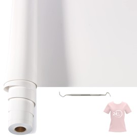 Bocguy Plotter Film Textile, 30.5 cm x 6.1 m Heat Transfer Vinyl Flex Film Rolls with Plotter Tool, Plotter Vinyl Film for Iron Hot Press, T-Shirts & More Fabrics, DIY Patterns (White)