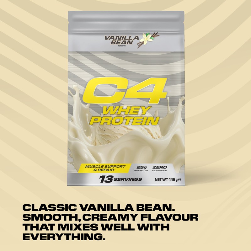 Cellucor C4 Whey Protein Powder, Vanilla Bean, 25g Protein, Low