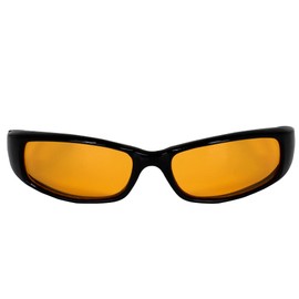 2 Pairs of MF Eyewear Bad Attitude Cool Wraparound Motorcycle Sunglasses Black Frames with Orange & Red Lenses