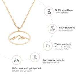 Happiness Boutique Women's Mountain Necklace in Gold Colour Filigree Chain Mountain Mountain Pendant Stainless Steel Jewellery, Gold Stainless Steel, No Gemstone