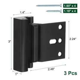 sourcing map 3 Set Home Security Door Lock, Door Reinforcement Lock 3 Inch Stop Withstand 800lbs, Front Door Kick in Security Protector for Inward Swinging Door Latch, Black
