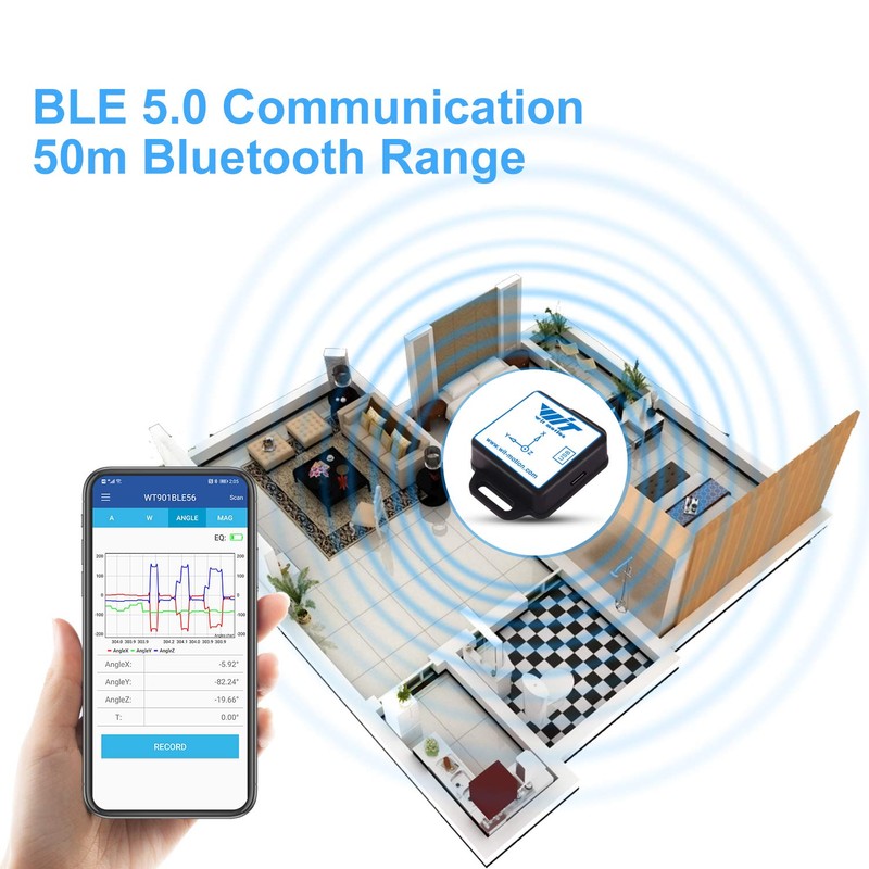[Bluetooth 5.0 Accelerometer+Inclinometer] WT901BLECL MPU9250 High-Precision 9-axis Gyroscope+Angle(XY 0.2° Accuracy)+Magnetometer