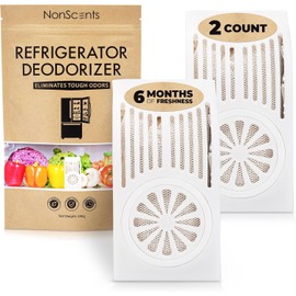 NonScents - Desodorante para nevera, eliminador de olores para nevera y congelador, destella bicarbonato de sodio y desodorizador con carbón activado, sin perfume y de larga duración, refrigerador (2