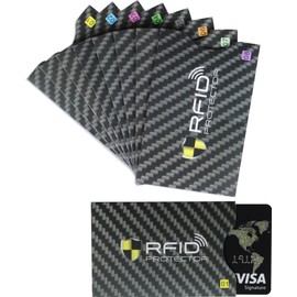 Garfoniex Set of 8 RFID Blocking Sleeves | 8 Credit Card Protector Holders | Identity Theft Protection Secure Sleeves for Men & Women Smart Slim Design Fits Wallet/Purse (Black), Black-8 Pcs,
