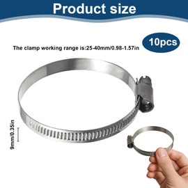 tiyiyok Hose Clamps Stainless Steel Hose Clamps, Set of 10 Hose Clamps, Pool, Suitable for Swimming Pools, Washing Machines, Gardens, Sanitary Systems, Pipe Clamps