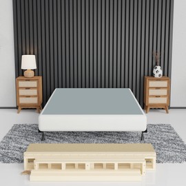 Greaton, 4.5-Inch Sturdy Wood Box Spring for Mattress Support - Durable and Easy to Assemble Natural Wood Foundation for Twin, White