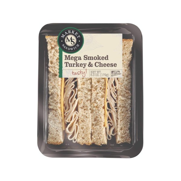 Deli Express Hickory Smoked Turkey and Cheese Mega Wedge Sandwich, 6.3 Ounce -- 8 per case.