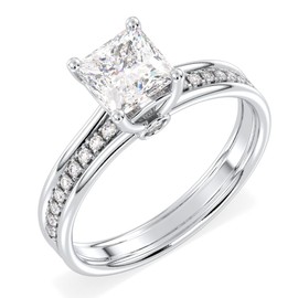 Certified 1.3 Carat Moissanite Ring for Women, Princess Cut D Color Solitaire Engagement Ring, 925 Sterling Silver, 18K Gold Rhodium Plated, Promise, Wedding, Anniversary, Birthday, Christmas Gift - 6.5 Inch