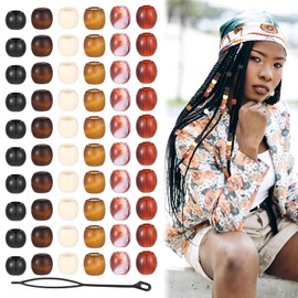60 Pcs Wooden Hair Beads, 6 Color Hair Beads Braids Loc Dreadlock Accessories Cute Braids Decoration Hairs Cuffs DIY Braid Clips for Women Men