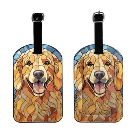 Golden Retriever Luggage Tags for Suitcases,Travel Leather Luggage/Bag Name Tag Gift for Women,Men,Kids,Dog Lover, Cute Suitcase Tags Luggage Identifiers,Funny Baggage Tags for Travel