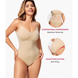 Nebility Bodysuits for Women Tummy Control Body Suits Seamless Shapewear V Neck Body Shaper