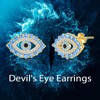 Evil Eye Stud Earrings for Women 925 Sterling Silver Evil