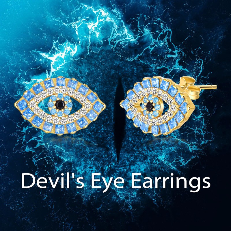 Evil Eye Stud Earrings for Women 925 Sterling Silver Evil
