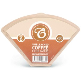 80 Size 6 Brown Coffee Filter Paper Cones by EDESIA ESPRESS