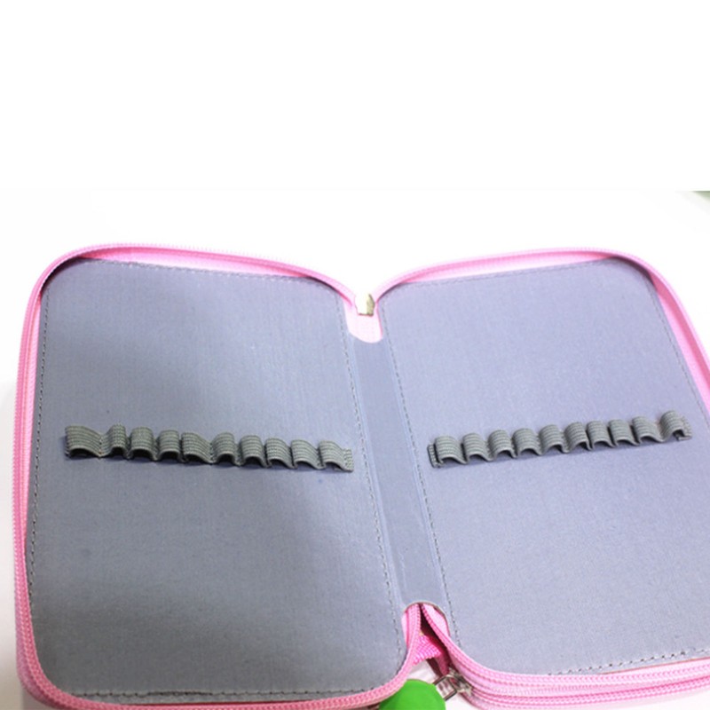 Large Pencil Case Cartoon Pink 4 Tiers 72 Holes Impact