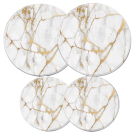 Stove Burner Covers Set of 4,8 Inches and 10 Inches,Gas Stove Burner Covers,Metal Stove Burner Cover White Marble Pattern
