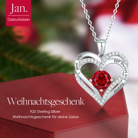 CDE Necklace 925 Sterling Silver, Forever, Love, Heart, Rose Gold Plating, Birthstone Pendant, Necklaces for Women, Jewellery Gift with 5A Cubic Zirconia, Sterling Silver