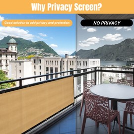 SPORTYOUTH 3ft x 16ft Balcony Privacy Screen Fence Beige, Apartments Railing Windscreen Heavy Duty Fencing Mesh Cover Shade Net UV Protection for Deck Patio Outdoor Backyard Pool Porch