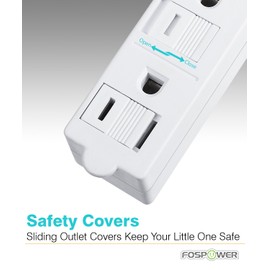 3 Outlet Power Strip 3ft - FosPower Cruise Ship Approved Small White Power Strip with Flat Plug & Safety Covers, Short 3 Foot Short Extension Cord, No Surge Protector, 3 Prong, ETL Listed