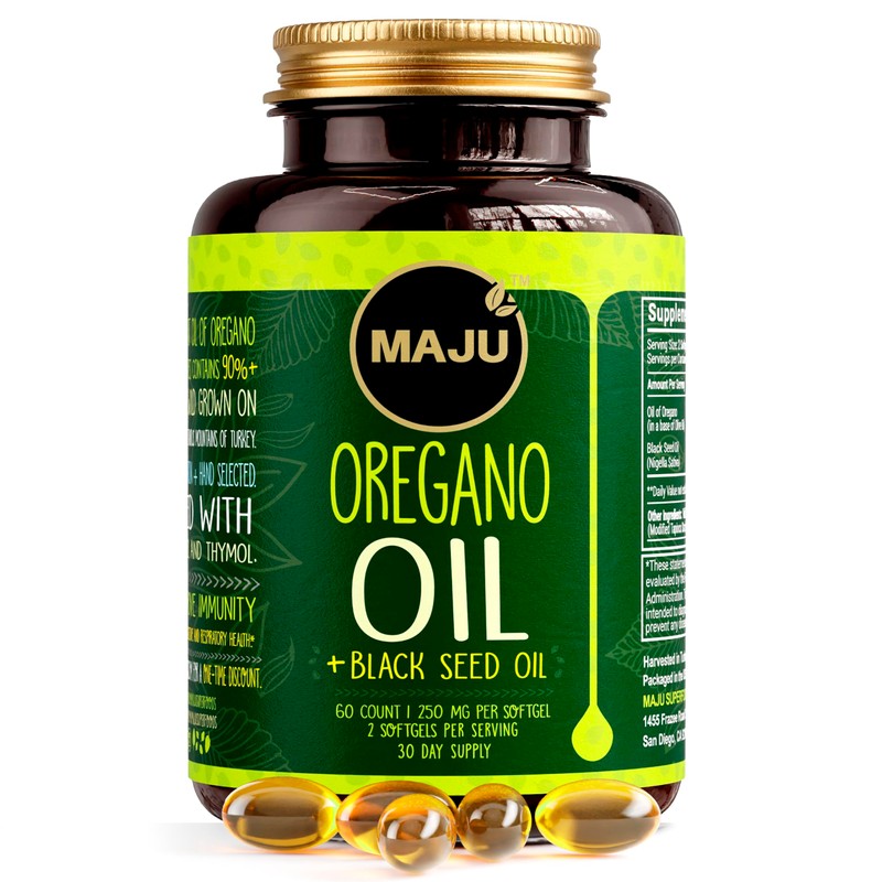 Maju Superfoods Cápsulas de orégano MAJU con aceite de semilla