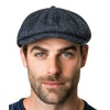 Navy Blue Herringbone Newsboy Cap Men's Baker Boy Hat Style