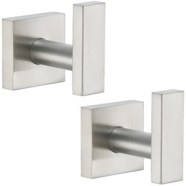 Angle Simple Bathroom Towel Hook 2 Pack, SUS304 Stainless Steel Bath Robe Holder, Modern Coat Hook Wall Mounted, Brushed Nickel