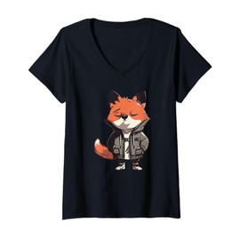 Cool Jacket Foxes Relaxing Forest Animal V-Neck T-Shirt