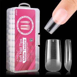AIMEILI Square Fake False Nail Tips 432PCS Full Cover Nail Tips for Soak Off Nail Extension, Acrylic False Press on Nails with Box for Nail Art Salon and Home DIY, 10 Sizes