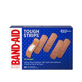 Band-Aid Brand Tough Strips Adhesive Bandage for Minor Cuts & Scrapes, All One Size, 60 Count