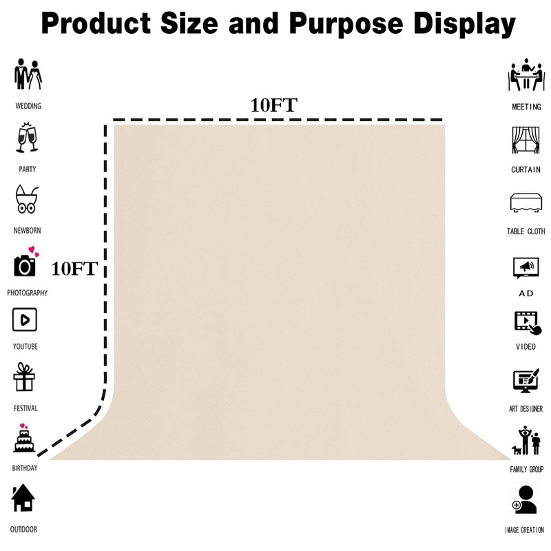 LYLYCTY Large Screen Backdrop 10x10FT Beige Background Cloth Photo Studio
