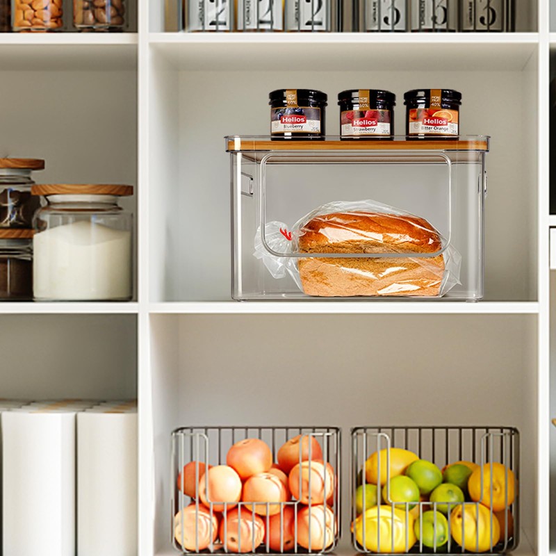 Hudgan Stackable Storage with Bamboo Top for Laundry Room Organization,