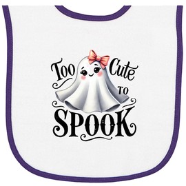 inktastic Too Cute To Spook Baby Terry Cloth Bib White and Purple 463ee