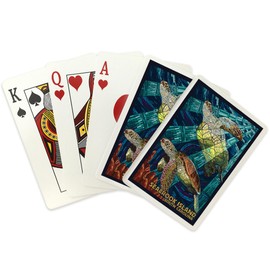 Lantern Press Seabrook Island, South Carolina, Sea Turtle, Paper Mosaic (52 Playing Cards, Poker Size Card Deck with Jokers)