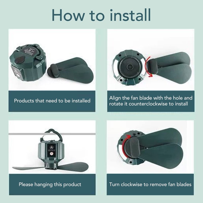 10400 mAh Camping Fan with LED Lantern, Waterproof USB Tent