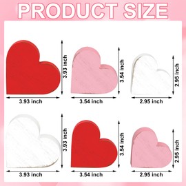 6 Pcs Valentines Day Heart Wooden Signs Farmhouse Love Heart Tabletop Centerpieces Red Pink White Hearts Tiered Tray Decor for Valentines Day Wedding Party Home Kitchen Shelf Table Decorations