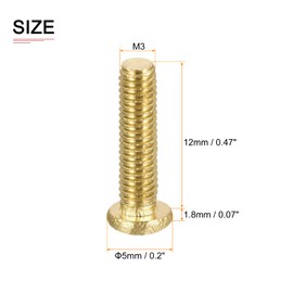 DTGN 36 Pcs M3x12 mm (DxL) Brass Machine Screws for Machine Industry Pan Head Fastening Screws Brass Stone