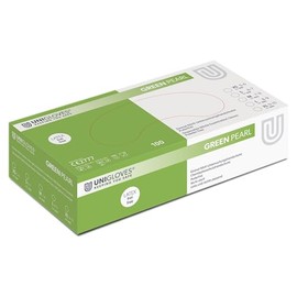 UNIGLOVES - Green Pearl® Green Custom-Fit Disposable Gloves Made of Nitrile, Food-Safe, Powder-Free & Latex-Free, High Strength & Durability, Pack of 100, Disposable Gloves L
