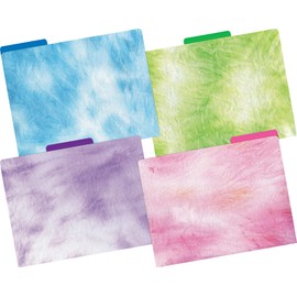 Barker Creek Designer File Folders on 14pt Stock, Tie-Dye and Ombré, Multi-Design Set with Tie-Dye Designs on Outside, Vibrant Ombré Colors on The Inside, Letter Size, 1/3 Cut Tabs, 36/Set (4403)
