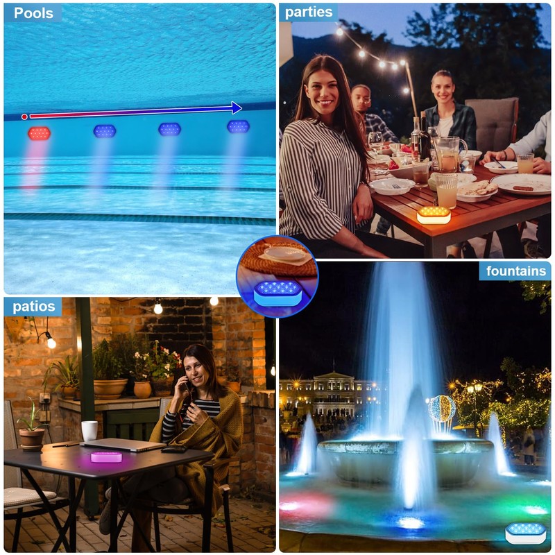 QOLNBY Pool Lights, Rechargeable Submersible LED Lights, Pool Lights for