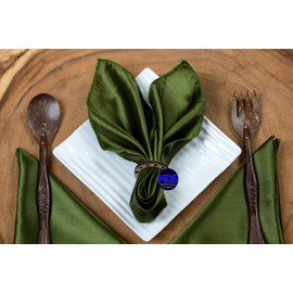 MDS Pack of 25 Satin Napkins 20 x 20 Inch Square Dining Table Napkins Soft Silky Sateen Dinner Cloth Napkin Handkerchief for Wedding Party Banquet Home Restaurant Bistro Decoration - Olive Green