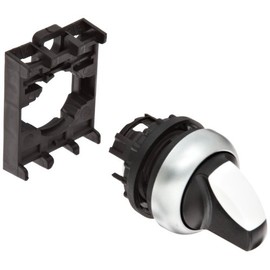 Eaton M22-WRK Selector Switch, 2 Positions, Rotary Actuator Style, On-Off Action, Silver Bezel Color, 45 Degree Turning Radius