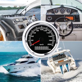 ​85MM GPS Speedometer Gauge, 9-32V Waterproof & Antifog Digital GPS Speedometer Odometer with 7 Color LED Backlight Universal Marine Speedometer for Car Truck Yacht Motorcycle