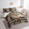 Rustic Reindeer Queen Comforter Set,7 Pieces Pine Trees Moose Retro