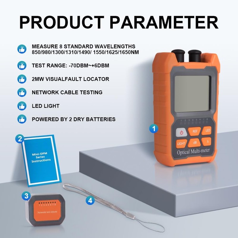 OFCN Mini 4 in 1 Portable Optical Power Meter with
