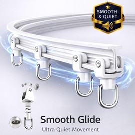 Jilron Room Divider Curtain Ceiling Curtain Track Set for Blackout and Privacy (Beige Curtain + White Track) 106" W x 84" L -1 Piece