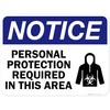 Notice Personal Protection Required In This Area With Symbol Sign,